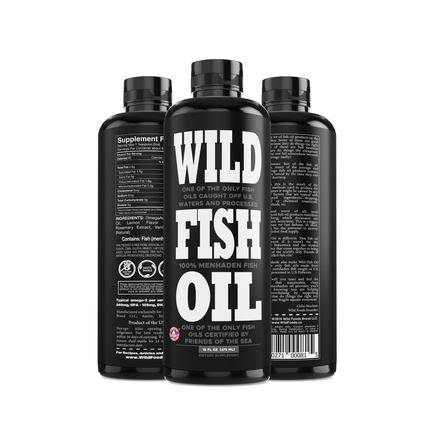 Wild Fish Oil, Sustainable Omega3 DPA, DHA, EPA 16 oz