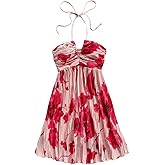 SOLY HUX Women's Tie Dye Cami Dress Halter Backless Sleeveless A Line Short Summer Dresses Sundress