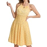 ANYFITTING Built in Bra Halter Dresses for Women 2025 Summer Pockets Dress Flowy Midi Sundresses Beach Vacation