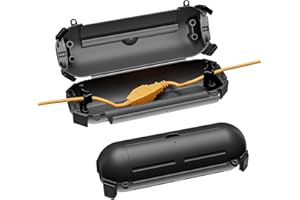 iwillink 2 Pack Outdoor Extension Cord Cover Waterproof - Weatherproof Electrical Connection Box for Outdoor Outlet, Plug, Socket, Christmas Holiday Decoration, Power Tool, Black