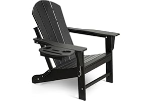 NAVINE Adirondack Chair, HDPE Folding Adirondack Chair with Multifunctional Cup Holder, Weather Resistant Fire Pit Chair for porches, patios, patios, poolsides, Decks.