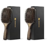 Norsewood Boar Bristle Hair Brush Set, Soft Bristle Detangler for Long, Short, Thin, Curly, Straight, or Wavy, Hairbrush for Enhancing Shine, Great for Men, Women, and Kids (Pack of 2)