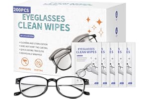 EGLAGEN [200 Pack] Large Glasses Cleaner, Lens Wipes for Eyeglasses, Pre-Moistened Individually Wrapped Cleaning Wipes, Eye Glasses Cleaner Wipes for Camera, Phone, Computer, Laptop Screen (4.72 * 5.91 inch)