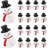SEWACC 20pcs Mini Snowman Figurines, Tiny Christmas Resin Snowman Ornaments with Top Hats, for DIY Crafts, Micro Landscape Ornament, Winter Holiday Decor