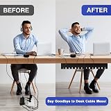 HOMMAND Under Desk Cable Management Tray 2 Pack Steel w/ Adhesive & Screw Mount view 2