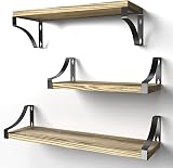 Pipishell 3 Pieces Wall Shelves Wood and Metal Rustic Brown view 11
