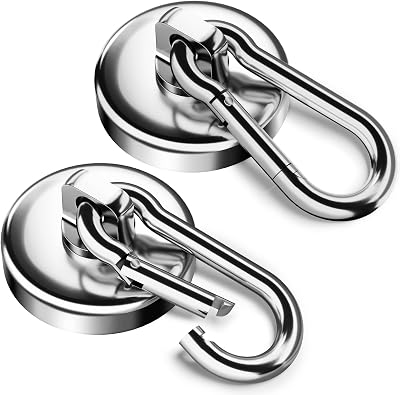 FINDMAG 2 Pack Large Magnetic Hooks 100 LBS Swivel Carabiner 32 mm Neodymium