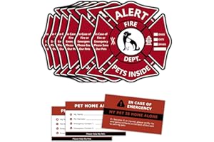 SITHON Pet Alert Sticker, Double Sided Static Cling Window Decals Emergency Pets Rescue Sign for Home Windows & Doors, UV Resistant & Waterproof, 6 Pack with 3 Pet Home Alone Wallet Card