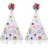 FAERLIIRY Birthday Earrings Beaded Glitter HAPPY BIRTHDAY Letter Drop Dangle Earrings Birthday Party Jewelry Gifts for Women Girls