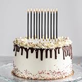 LFBEST Glitter Black Birthday Candles 12 Count with Holders for Cakes view 4
