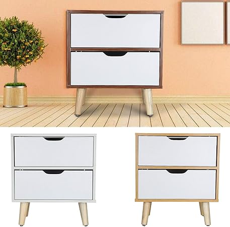 Shoze 2 Drawer Bedside Table Cabinet Bedroom Storage Nightstand Oak Black Amazon Co Uk Kitchen Home