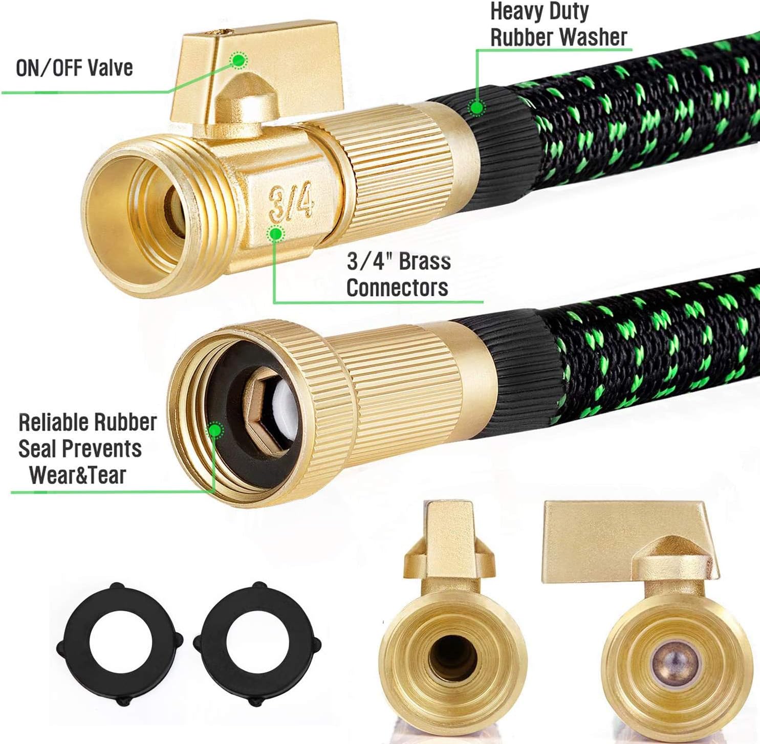 HBlife 100ft Garden Hose, All New 2020 Expandable Water Hose with 3/4" Solid Brass Fittings, Extra Strength Fabric - Flexible Expanding Hose with Free Water Spray Nozzle : Garden & Outdoor