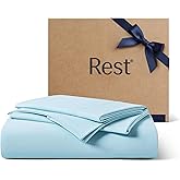 REST® Evercool®+ Starter Sheet Set, Full, Light Blue, Breathable Bed Sheet for Hot Sleeper and Night Sweats, with Pillowcases, Ionic+ Self-Cleaning Silver Yarn for Sensitive Skin, 3PCS No Flat Sheet