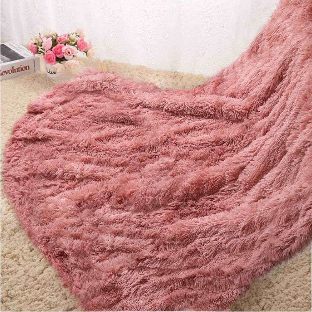 Homore Soft Fluffy Blanket Fuzzy Sherpa Plush Cozy Faux Fur Throw Blankets for Bed Couch Sofa Chair Decorative, 50''x60'' Light Grey: Kitchen & Dining