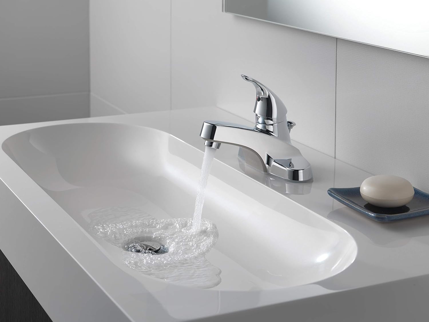 Peerless Centerset Bathroom Faucet Chrome, Bathroom Sink Faucet, Single Handle, Drain Assembly, Chrome P136LF - Touch On Bathroom Sink Faucets - 
