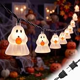 Halloween Decorations Ghost String Lights,8.5FT 10 LED Plug in Ghost Lights | End-to-End Connectable LED Lights Waterproof with 2 Spare Bulbs, Indoor Outdoor Halloween Party & Yard Decorations