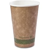 Vegware Kraft Paper Coffee Cups, Disposable Coffee Cups, 16 oz, 1000 Count | Large coffee hot drinks, Caf&eacute;s bakeries to-go, Plant-based PLA lining, Eco-friendly, Compostable, Fits 89-Series lids