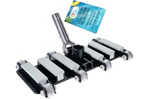 U.S. Pool Supply Manual Pool Vacuum Head for Inground Pools, Flexible, Extra-Wide, Weighted - 6 Weights, Connect 1.5" Hose, Metal Pole Handle - Swimming Cleaning Accessory Attachment, Vac Clean