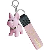 LUCKLISA French Bulldog Keychain, Cute Resin Dog Bag Charm for Women Cartoon Backpack Accessorie