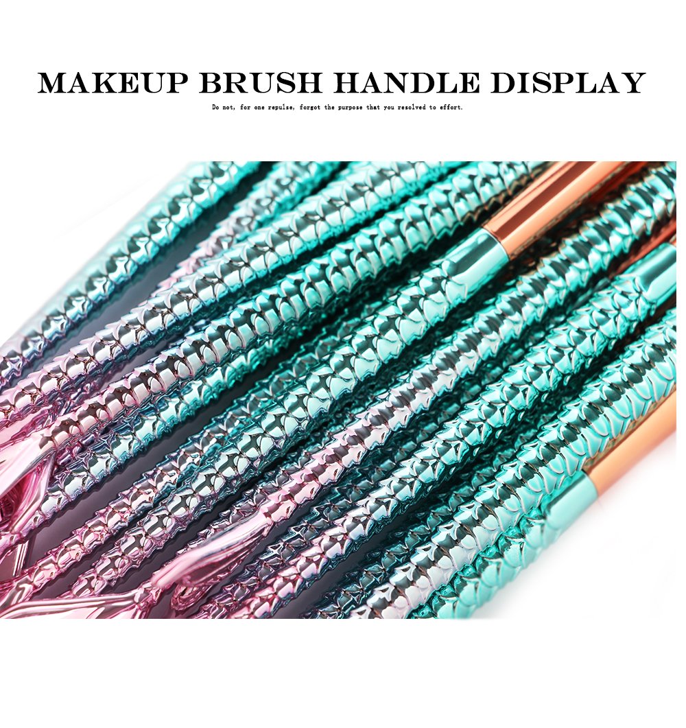 Eye Brush Set, Tenmon 11 Pcs Mermaid Eyeshadow Eyeliner Blending Crease Kit Makeup Brushes Makeup Foundation Eyebrow Eyeliner Blush Cosmetic Concealer Brushes: Beauty