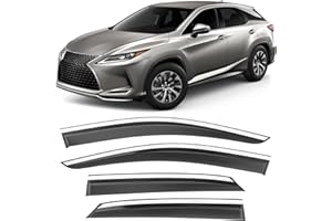 HOPE YOU READY Shatterproof Taped-On Window Deflectors for Lexus RX350 RX450h 2016-2022 with Chrome Trim, Rain Guards, Window Visors for Car, Vent Deflector, 4pcs