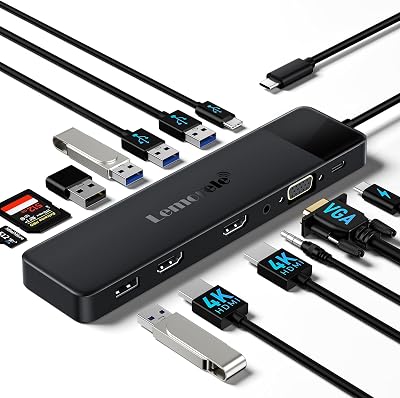 Lemorele 13-in-1 USB C Docking Station 2025 Upgrade Dual 4K HDMI VGA