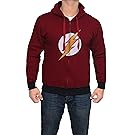 Miracle(Tm) Batman Arkham Hoody - Mens 100% Cotton Zip up Hoodie (L, Flash (Maroon))