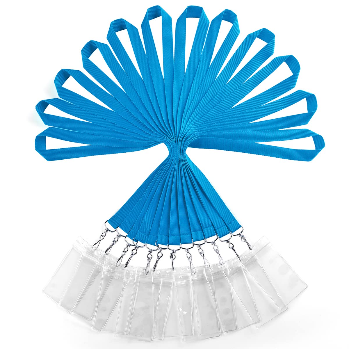 12 Pack Sky Blue Lanyards with Waterproof ID Badge Holders - Durable Polyester Neck Straps for Office Staff, Teachers & Corporate Events — image 1