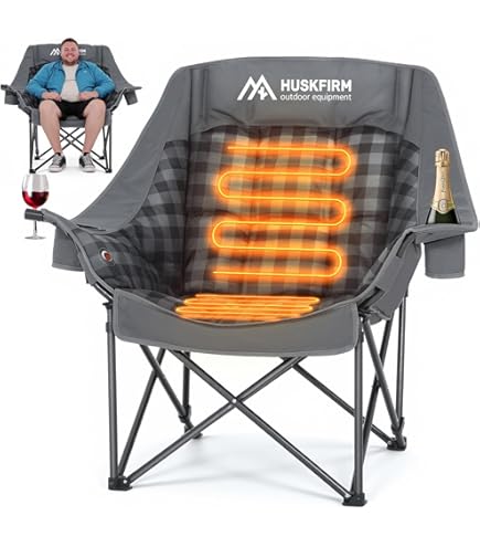 Docred Sedia Da Campeggio Riscaldata – Pieghevole Oversize 500 Lb – Con 3 Livelli Calore