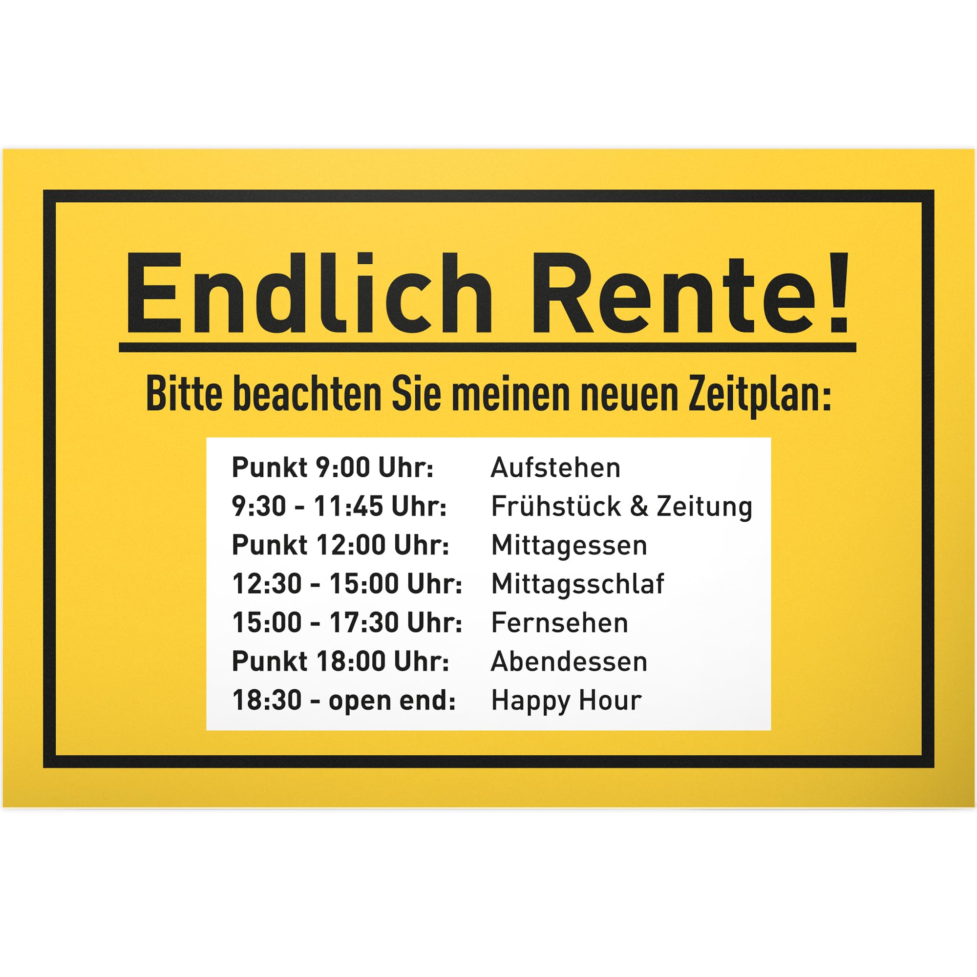 DankeDir! Retirement Schedule - Plastic Sign Funny Saying - Gift Retirement Pensioner Retirement Colleague Women & Men - Gift Card Retirement Farewell Decoration