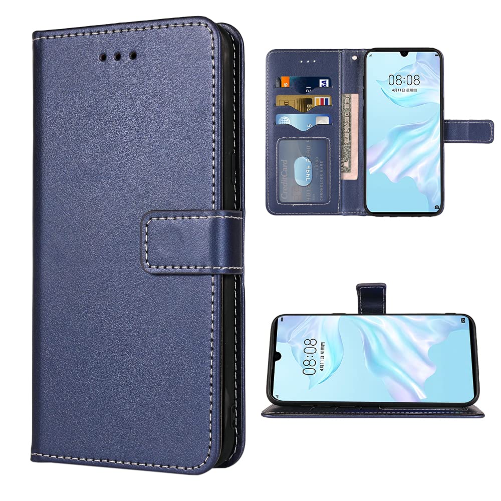 FDCWTSH Compatible with Huawei P30 Wallet Case Wrist Strap Lanyard Leather Flip Cover Card Holder Stand Cell Accessories Folio Purse Credit ID Phone Cases for Hawaii P 30 ELE-L29 Women Men Blue