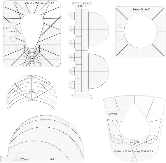 Amazon Quilting Template 6 PCS Set Free Motion Acrylic Quilting 