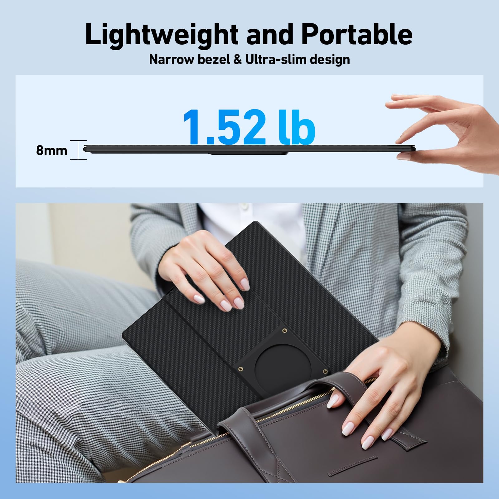 Laptop Screen Extender Monitor Portable - 16.1'' FHD 1200P Portable Screen for Laptops, 360° Rotating, Plug & Play, Detachable Stand, Height Adjustable Laptop Monitor Extender for Mac/Win/Phone/Tablet