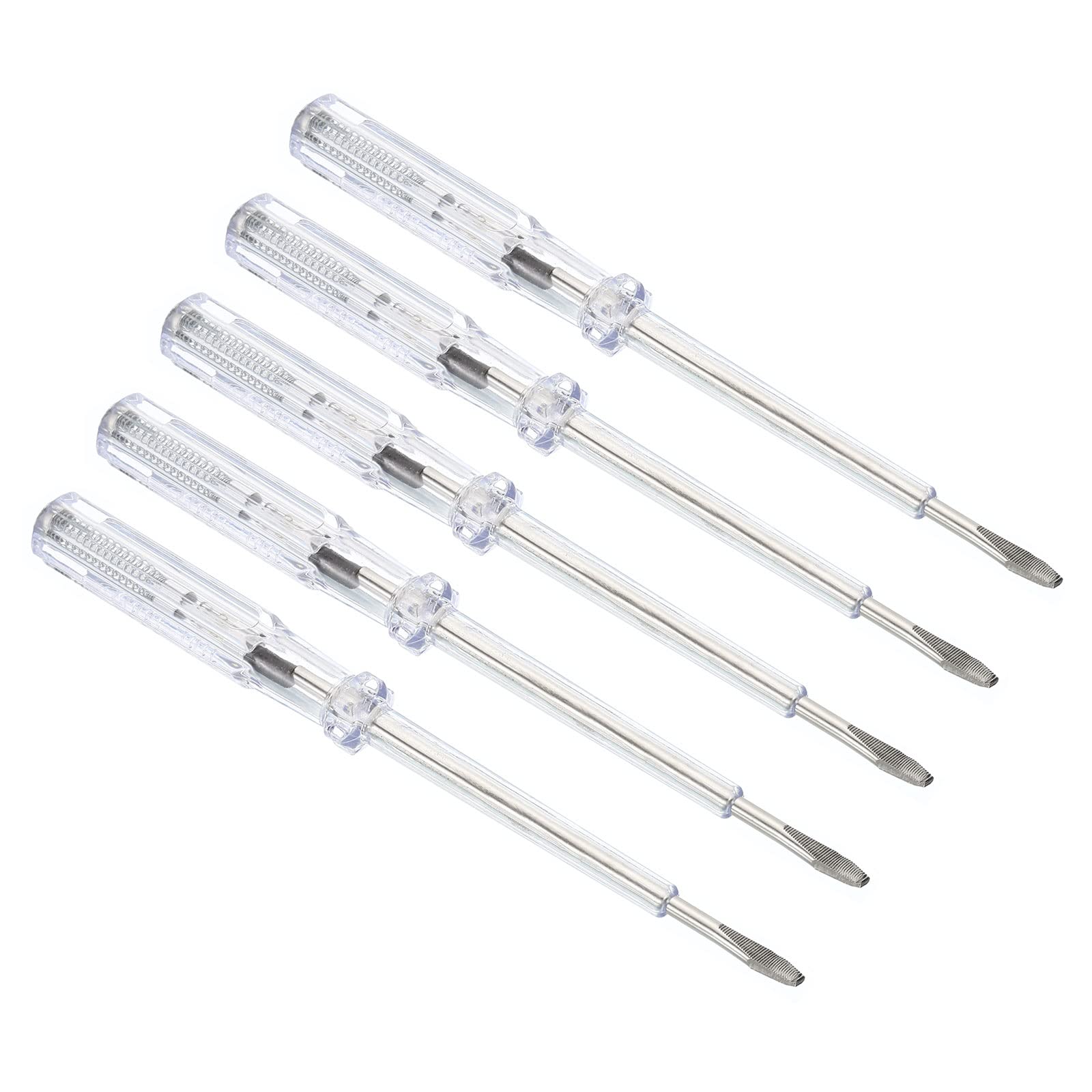PATIKIL Voltage Tester AC 150-500V Contact Electrical Detector Slotted Screwdriver Tester Pen with Neon Tube, Clear Blue, Pack of 5