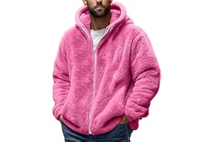Fuzzy Sherpa Jackets for Men Fall Winter Warm Fleece Hoodie Long Sleeve Fashion Full Zip Jacket Coat