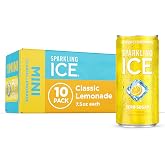 Sparkling Ice Classic Lemonade Sparkling Water, with Antioxidants and Vitamins, Zero Sugar, 7.5 fl oz Mini Cans (Pack Of 10)