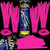 Taikula 200 Pack 8'' Glow Sticks Bulk Party Favors Pink Light Up Sticks with Connectors Neon Glow in the Dark Party Supplies Bracelets for Holiday Birthday Party Decoration(Pink)