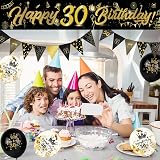 Yontree 14-Piece 30th Birthday Decoration Kit Gold Black Banner Bunting Balloons view 7