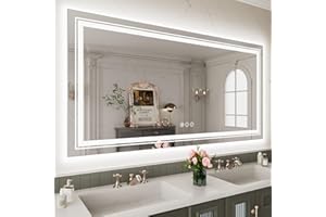 WTTY 72''x36'' LED Bathroom Mirror with Lights, Large Dimmable Led Mirror for Bathroom with Front + Backlight, Lighted Bathroom Vanity Mirror for Wall with Anti-Fog, Memory, Shatter-Proof, ETL Listed