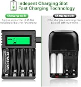 POWEROWL AA Rechargeable Batteries 8 Pack 2800mAh Ni-MH with 4 Bay Charger view 2