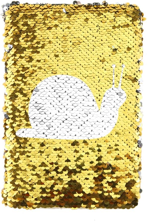 Magic A5 Reversible Sequin Notebook Sparkling Shiny Glittery Planner Journal Notebook Gift for Kids Adults (Gold)