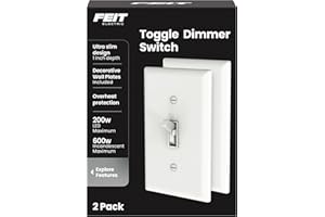 Feit Electric Dimmer Switch for Dimmable LED Light Bulbs, Single Pole or 3-Way Toggle, Wall Plate and Wire Nut Installation Included, DIM/Toggle/2, 2 Pack