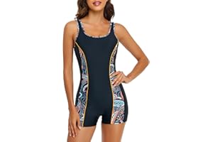 Ocean Blues Women's Boyleg One Piece Swimsuits Bathing Suit Training Swimsuit