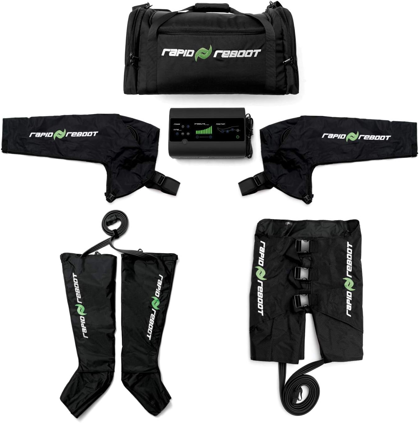 Rapid Reboot Complete Package: Compression Boot, Arm, Hip, Pump, Duffel. Sequential air Compression Therapy for Improved Circulation and Workout Recovery for Athletes