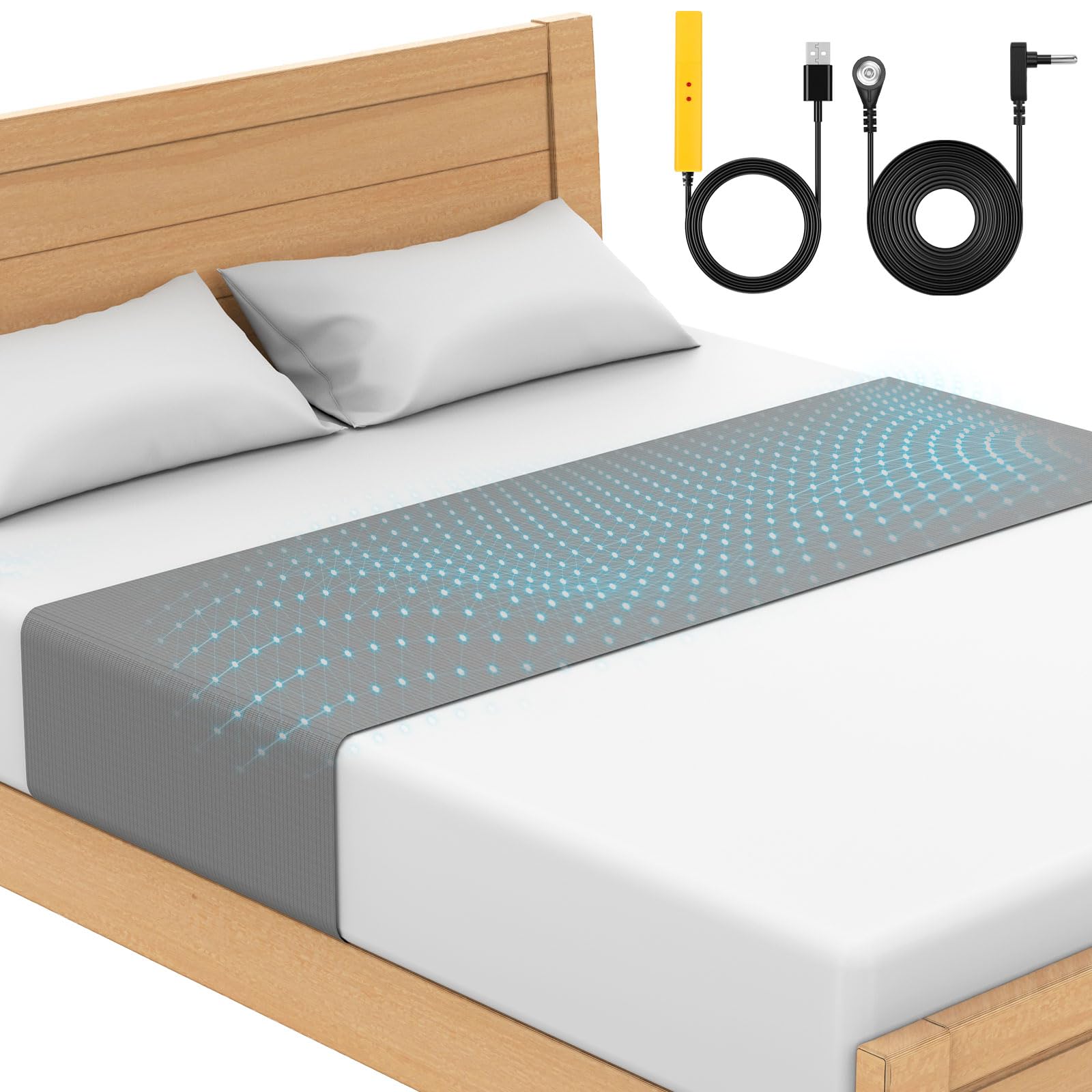 Photo 1 of Grounding Sheets, for All Mattress Size, 90% Organic Cotton+10% Pure Silver Fiber, Earth Connected, Healthy Sleep, with Static grounding Cord and Test Pen (Gray, 105.3 * 23 inch)