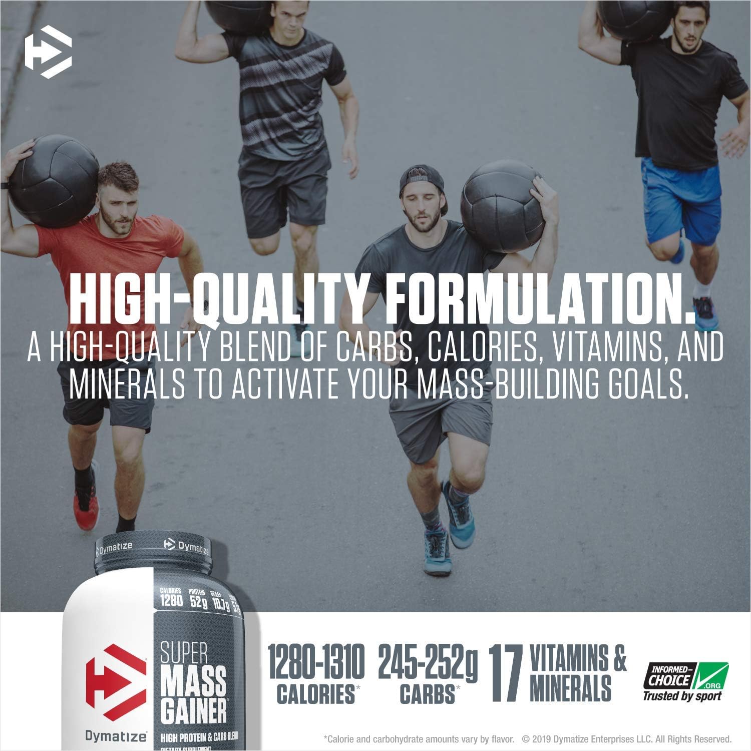 Dymatize Super Mass Gainer Protein Powder, 1310 Calories & 52g Protein, Gain Strength & Size Quickly, 10.7g BCAAs, Mixes Easily, Tastes Delicious, Cookies & Cream, 6 lbs: Health & Personal Care