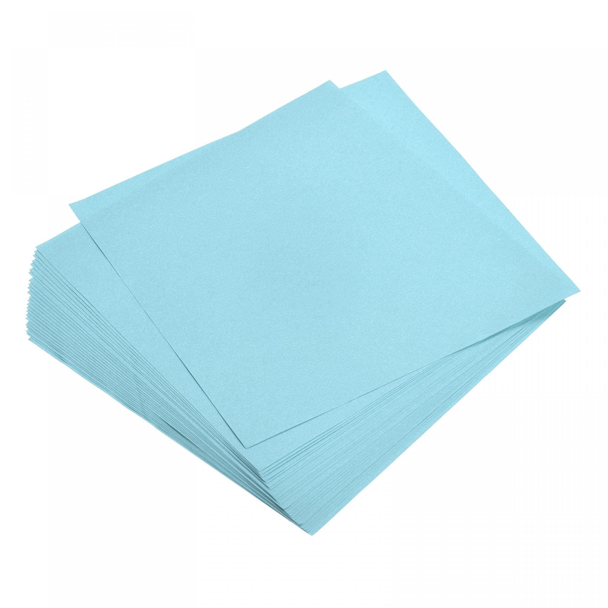 TOP-VIGOR 100 Sheets Coloured Origami Paper, 15cm x 15cm Double Sided, Handmade Craft Papers for DIY, Art Crafts, Drawing Cutting, Light Blue