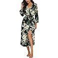 VINTATRE Women Kimono Robes Long Knit Bathrobe Lightweight Soft Knit Sleepwear V-neck Casual Ladies Loungewear