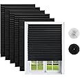 Changshade 6-Pack Blackout Pleated Paper Shades for Windows, Temporary and Portable Room Darkening Shades with 12 Clips for Travel, No Tools and Easy to Install, Cut to Any Size, Black PLT36BK72A