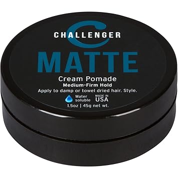 Matte Cream Pomade Challenger 1 5oz Medium Firm Hold Water